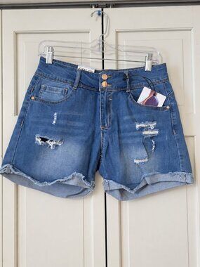 C’EST TOI Butt Magic Denim Shorts Large NWT Distressed Raw Hem